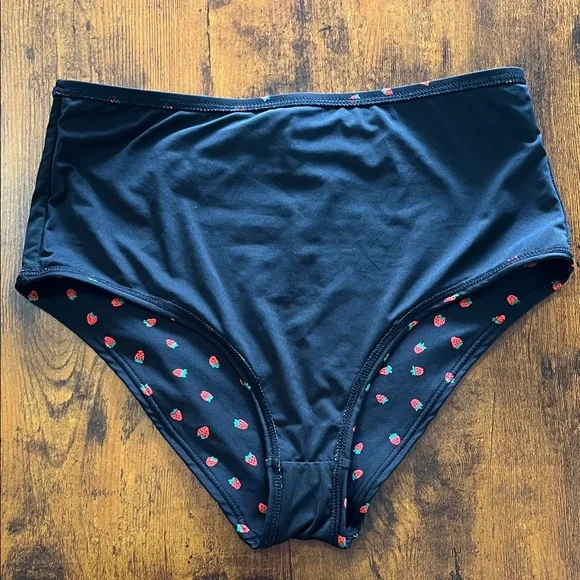 NWT Madewell Tie Front Top Fresh Strawberries Bikini - High-Waited Bottom  -S - Picture 6 of 16